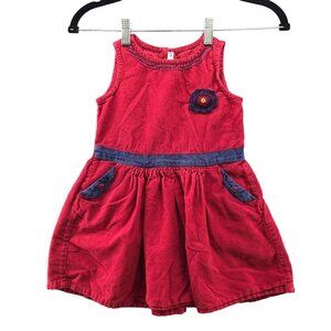 Fabindia Vintage‎ Dress Girls 3-4 Years Cotton Burgundy Red Corduroy Embroidered
